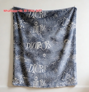 Dior Blue Monogram Flannel Sofa Throw Blanket D437